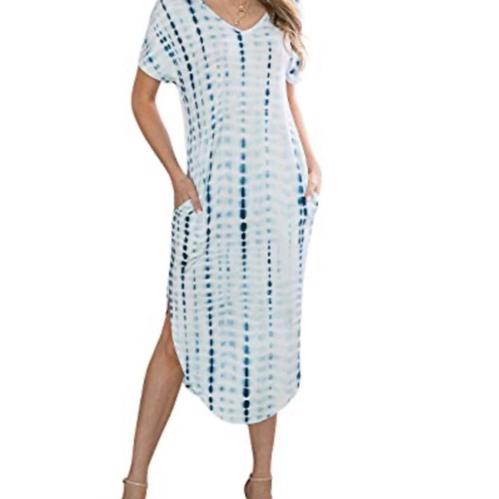 Tie Dye Split Loose Maxi Dress